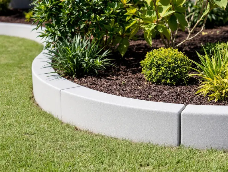Freshly laid continuous concrete kerbing along a garden bed in Perth