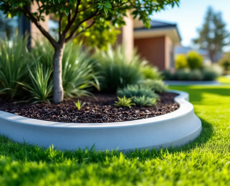 Continuous concrete garden kerbing on a Perth property